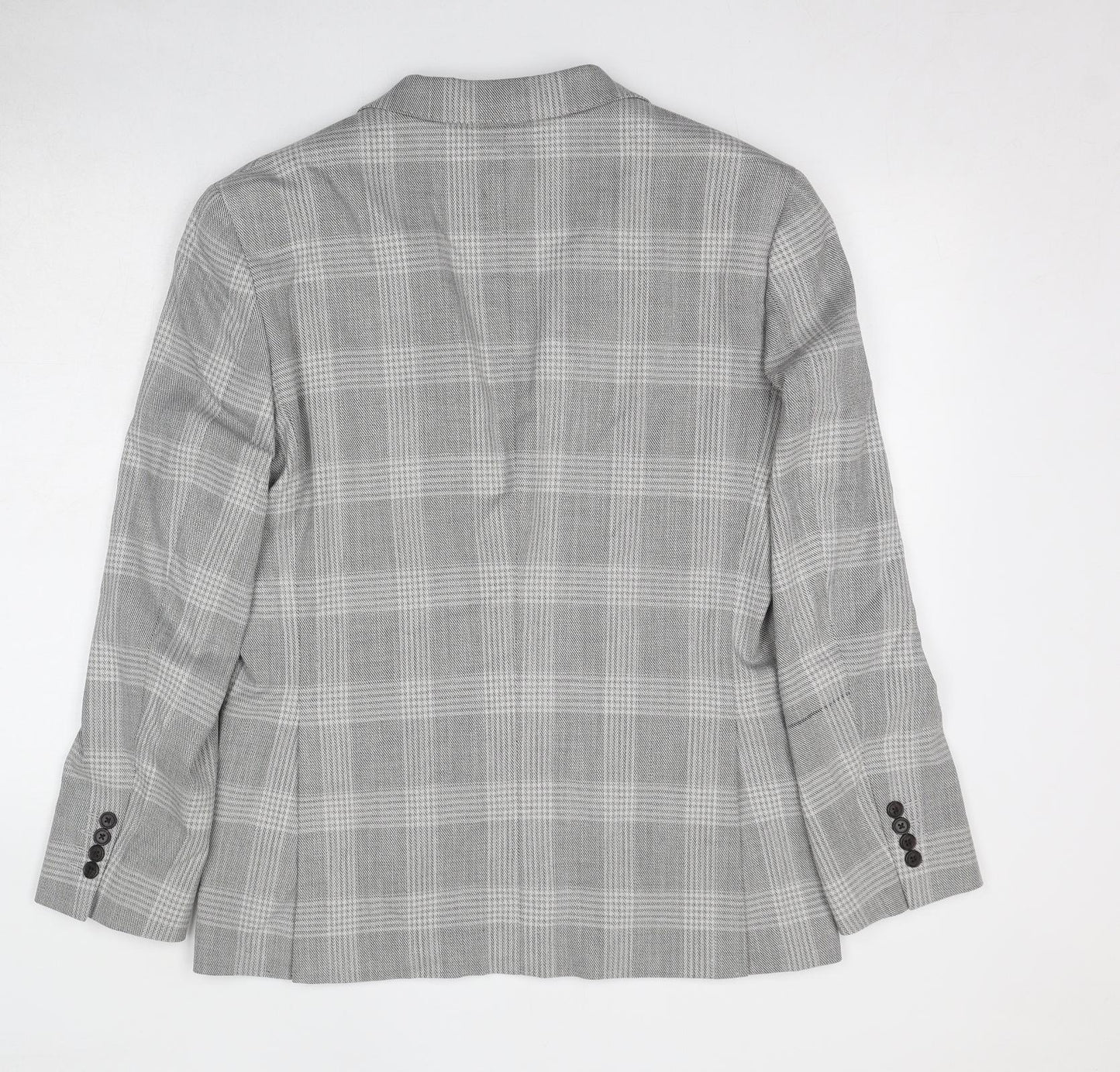 Marks and Spencer Mens Grey Check Polyester Jacket Suit Jacket Size 40 Regular
