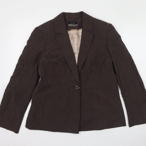 Principles Womens Brown Jacket Blazer Size 14 Button