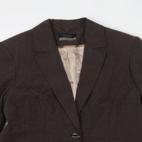 Principles Womens Brown Jacket Blazer Size 14 Button