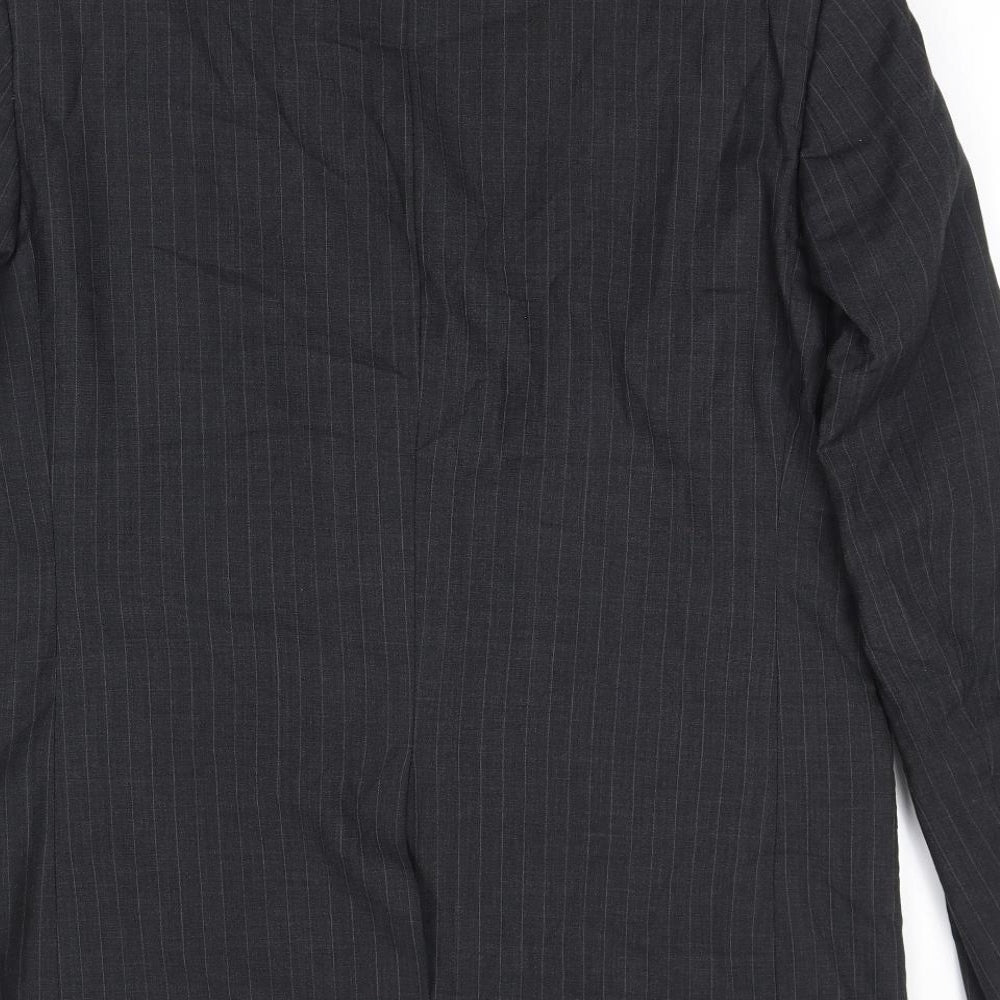 Jaeger Mens Grey Striped Wool Jacket Suit Jacket Size 42 Regular - Shoulder Pads