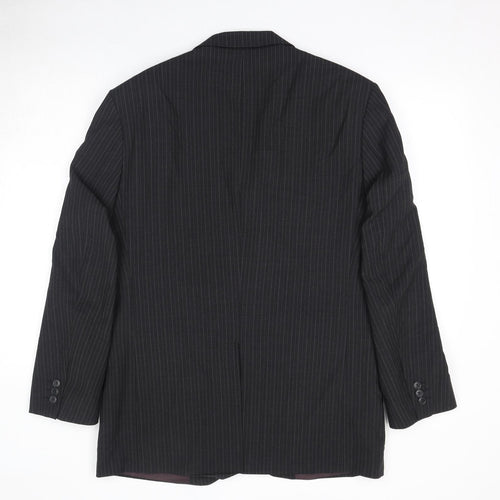Marks and Spencer Mens Black Striped Polyester Jacket Suit Jacket Size 40 Regular