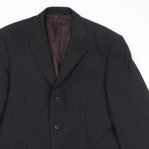 Marks and Spencer Mens Black Striped Polyester Jacket Suit Jacket Size 40 Regular
