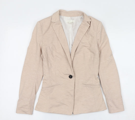 H&M Womens Beige Jacket Blazer Size 6 Button