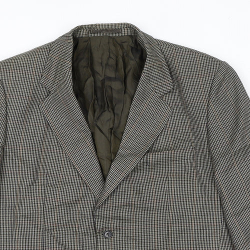 Wellington Mens Multicoloured Geometric Wool Jacket Suit Jacket Size 46 Regular