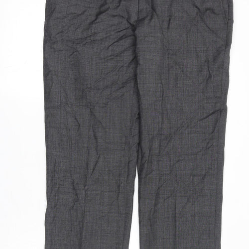 Marks and Spencer Mens Grey Striped Wool Dress Pants Trousers Size 34 in L29 in Regular Zip