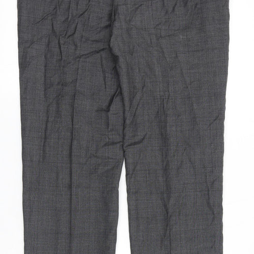 Marks and Spencer Mens Grey Striped Wool Dress Pants Trousers Size 34 in L29 in Regular Zip