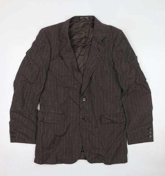 Jaeger Mens Brown Striped Wool Jacket Suit Jacket Size 40 Regular