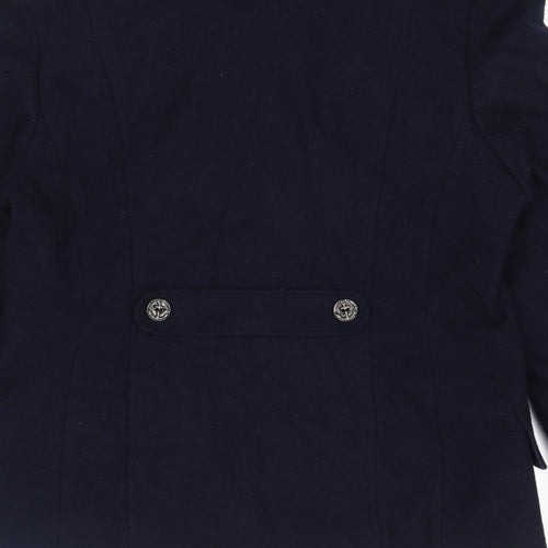 Dorothy Perkins Womens Blue Pea Coat Coat Size 16 Button