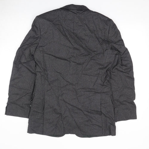 Christian Dior Mens Grey Striped Polyester Jacket Suit Jacket Size 40 Regular