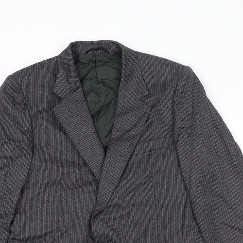 Christian Dior Mens Grey Striped Polyester Jacket Suit Jacket Size 40 Regular