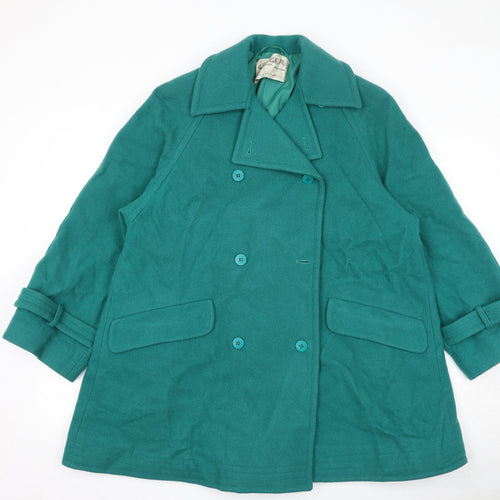 Jaeger Womens Green Overcoat Jacket Size 8 Button