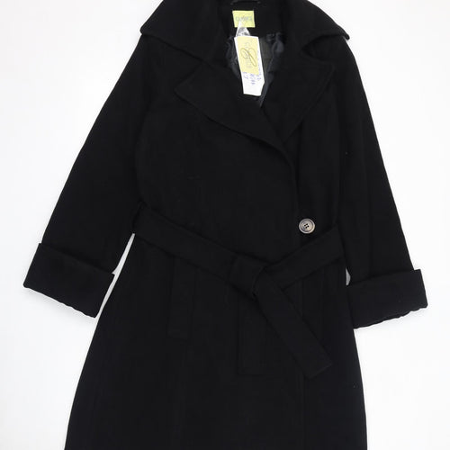 Classics Womens Black Overcoat Coat Size 14 Button