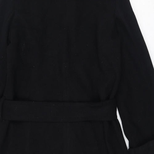 Classics Womens Black Overcoat Coat Size 14 Button