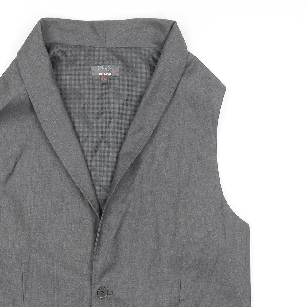 Jeff Banks Mens Grey Polyester Jacket Suit Waistcoat Size M Regular