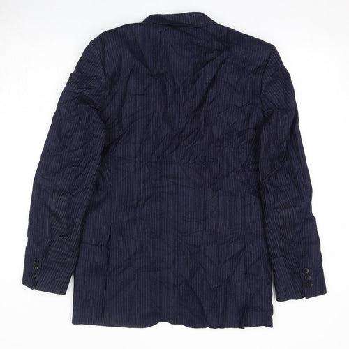 Jaeger Mens Blue Striped Wool Jacket Suit Jacket Size 40 Regular