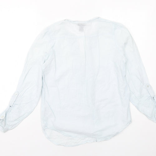 H&M Womens Blue Cotton Basic Blouse Size 8 V-Neck