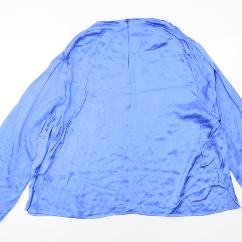 Marks and Spencer Womens Blue Viscose Basic Blouse Size 24 Round Neck