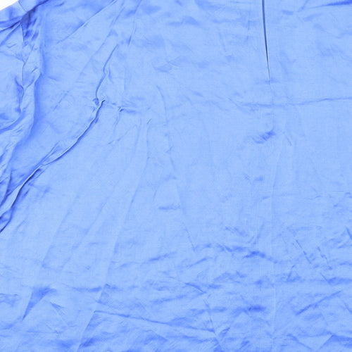 Marks and Spencer Womens Blue Viscose Basic Blouse Size 24 Round Neck