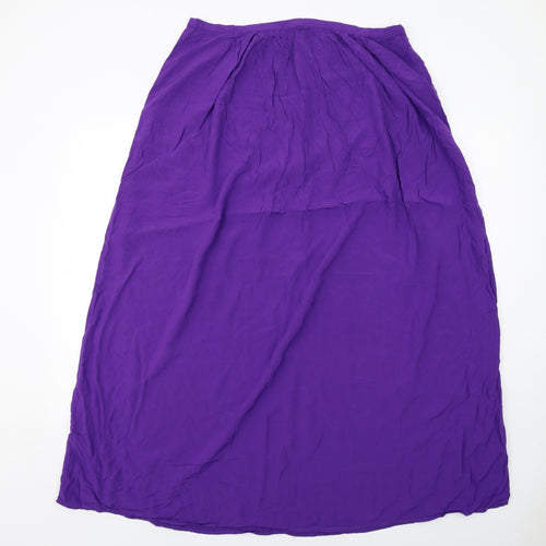 New Look Womens Purple Viscose A-Line Skirt Size 16 Zip