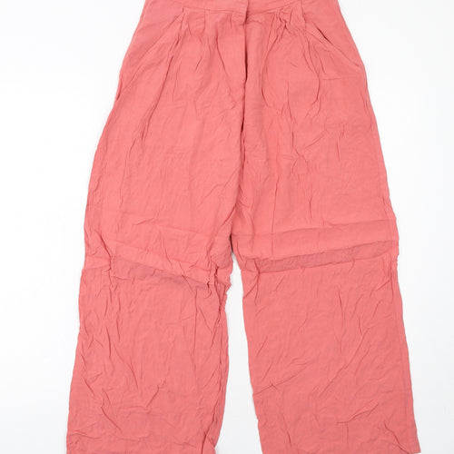 ASOS Womens Pink Viscose Trousers Size 6 Regular Zip