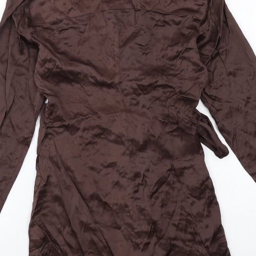 Zara Womens Brown Viscose Shirt Dress Size XS Collared Button