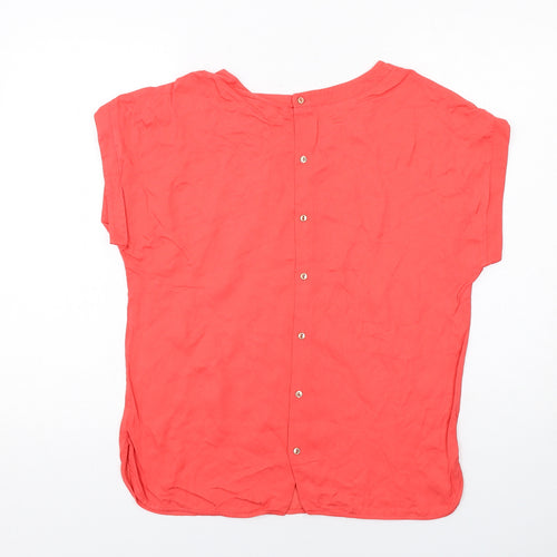Reiss Womens Red Viscose Basic T-Shirt Size 12 Round Neck