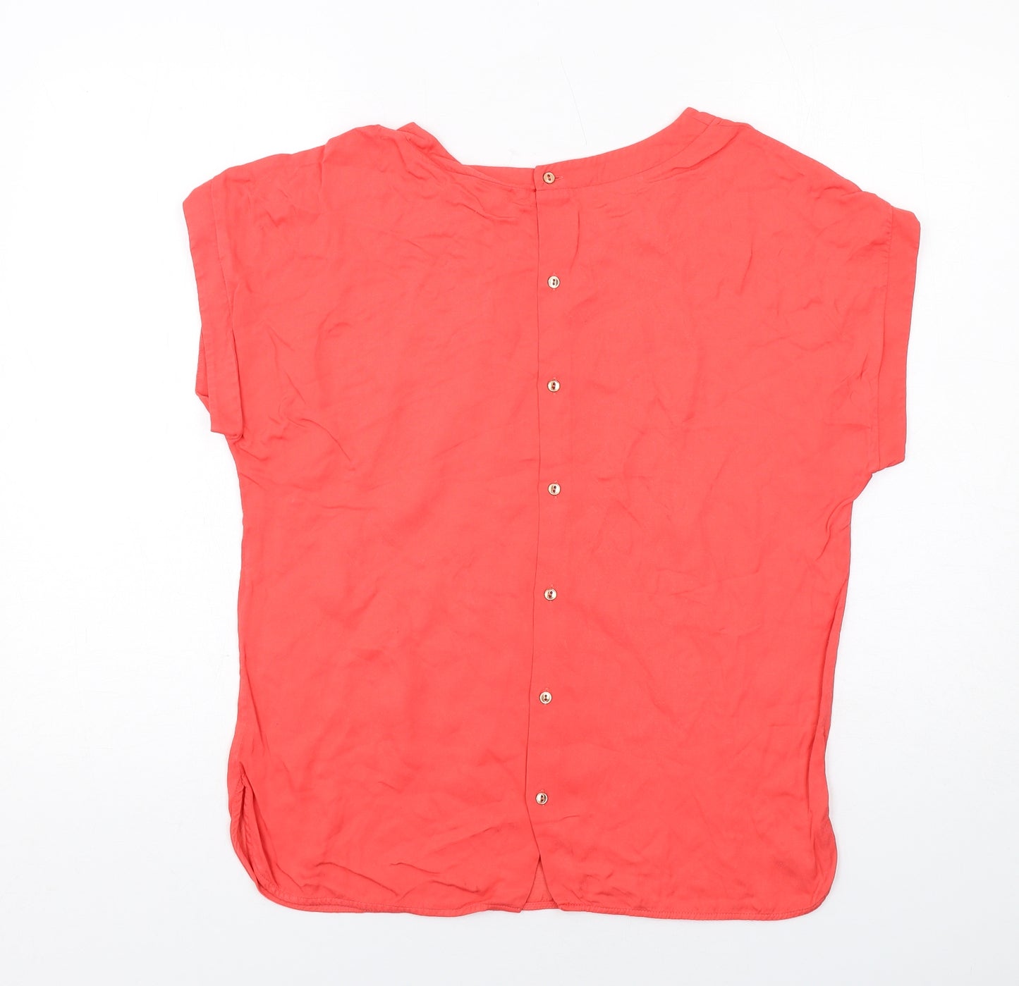Reiss Womens Red Viscose Basic T-Shirt Size 12 Round Neck