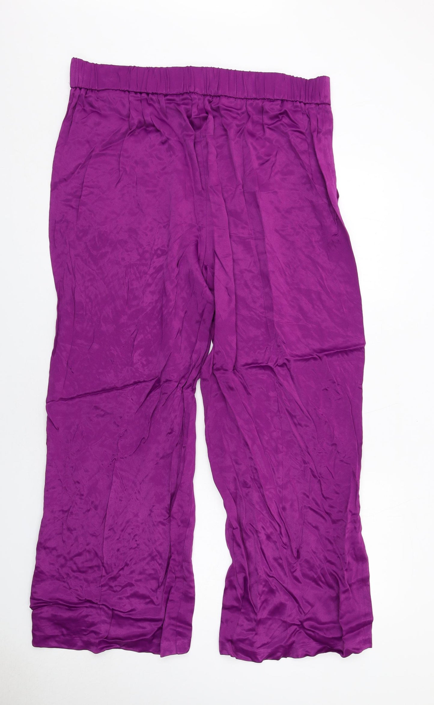 Marks and Spencer Womens Purple Viscose Trousers Size 20 Regular