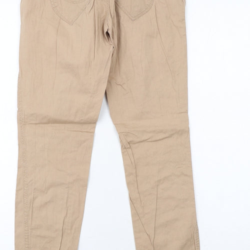 TALLY WEiJL Womens Beige Cotton Trousers Size 8 Regular Zip
