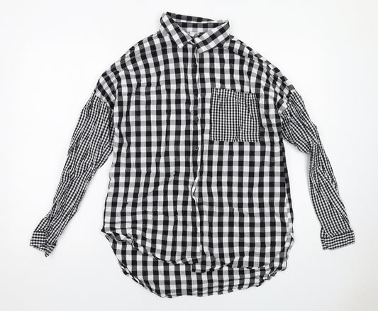 Violet Romance Womens Black Check Cotton Basic Button-Up Size 10 Collared
