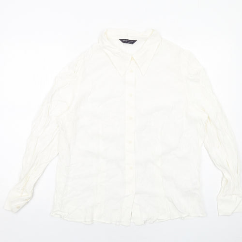 Marks and Spencer Womens White Viscose Basic Button-Up Size 18 Collared