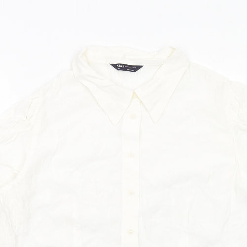 Marks and Spencer Womens White Viscose Basic Button-Up Size 18 Collared