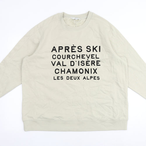 Marks and Spencer Mens Beige Cotton Pullover Sweatshirt Size L - Aprés Ski