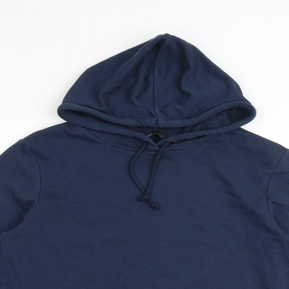 Marks and Spencer Womens Blue Cotton Pullover Hoodie Size 12 Pullover
