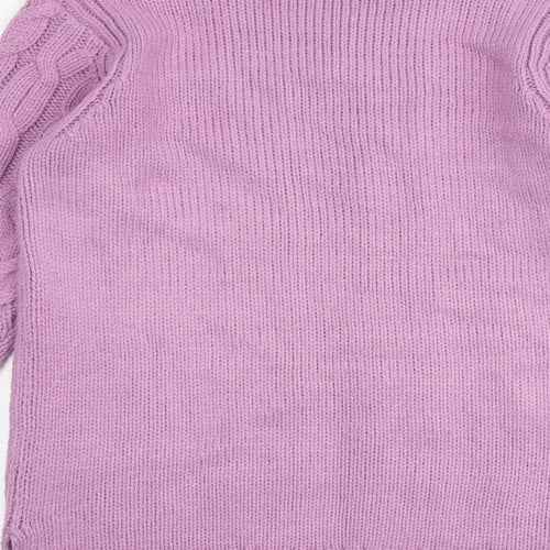 Marks and Spencer Womens Purple V-Neck Acrylic Pullover Jumper Size S