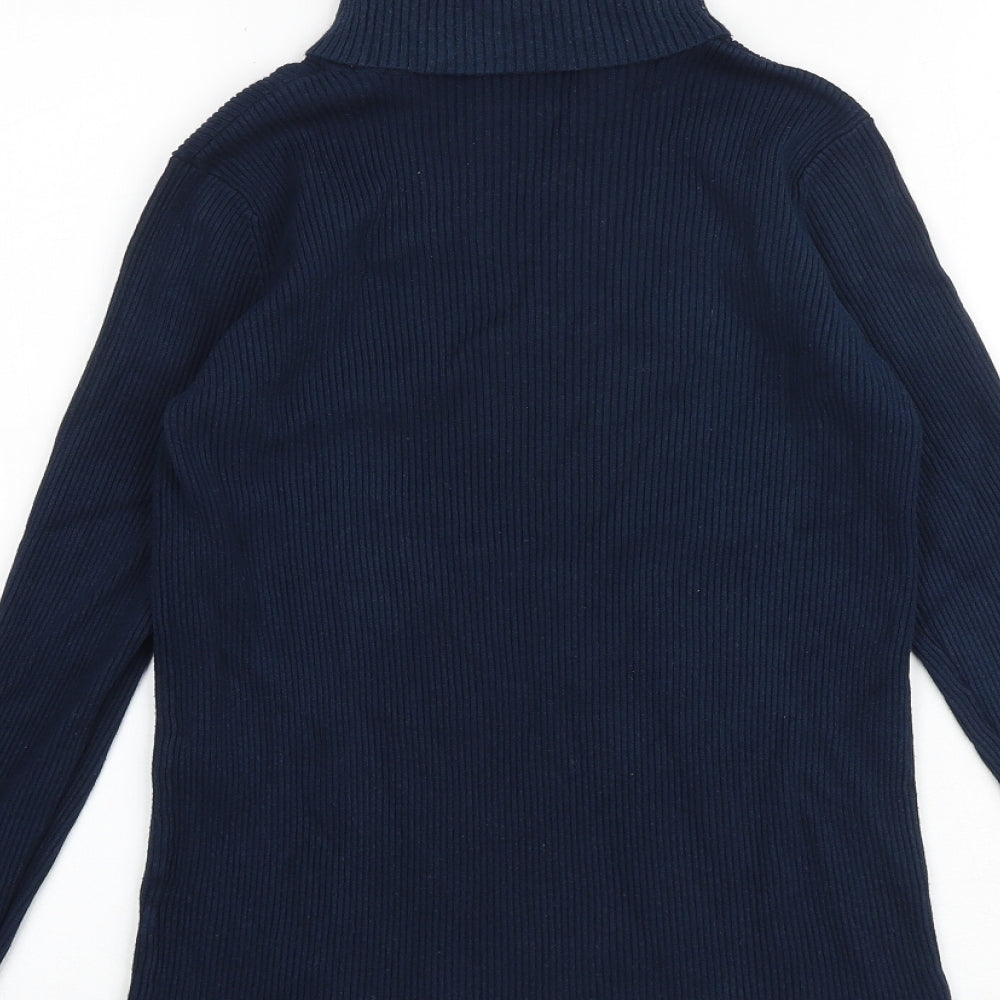 Marks and Spencer Womens Blue Roll Neck Viscose Pullover Jumper Size 14