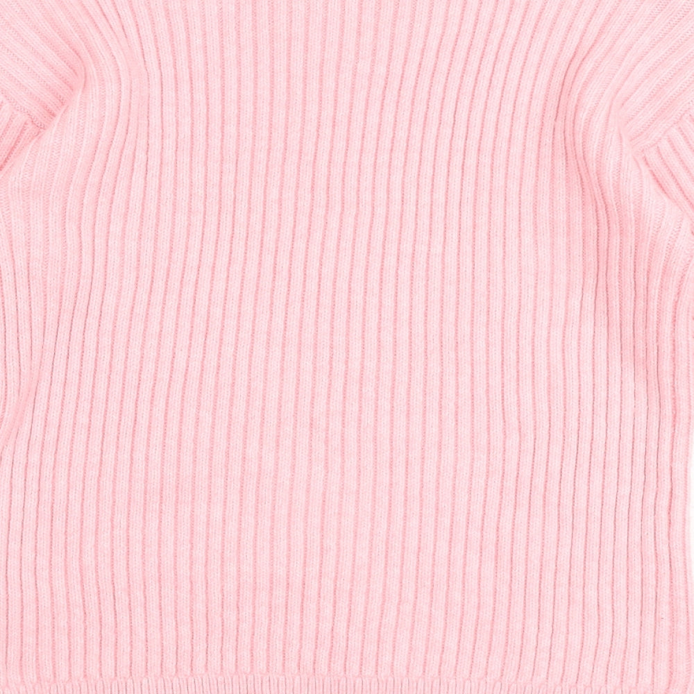 Marks and Spencer Womens Pink Round Neck Polyester Pullover Jumper Size S