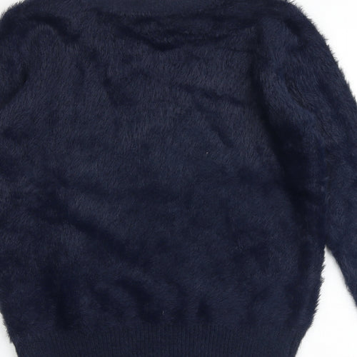 Marks and Spencer Womens Blue V-Neck Polyamide Pullover Jumper Size S