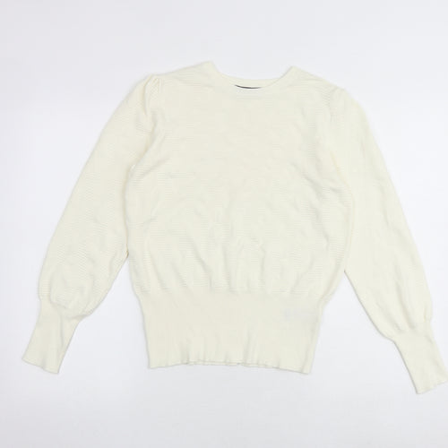 Marks and Spencer Womens Ivory Round Neck Viscose Pullover Jumper Size M