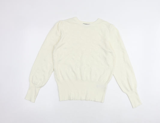 Marks and Spencer Womens Ivory Round Neck Viscose Pullover Jumper Size M
