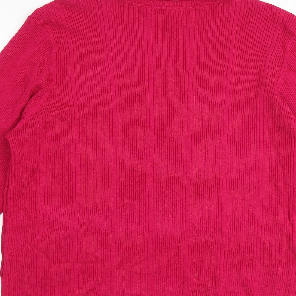 Marks and Spencer Womens Pink Roll Neck Viscose Pullover Jumper Size 20