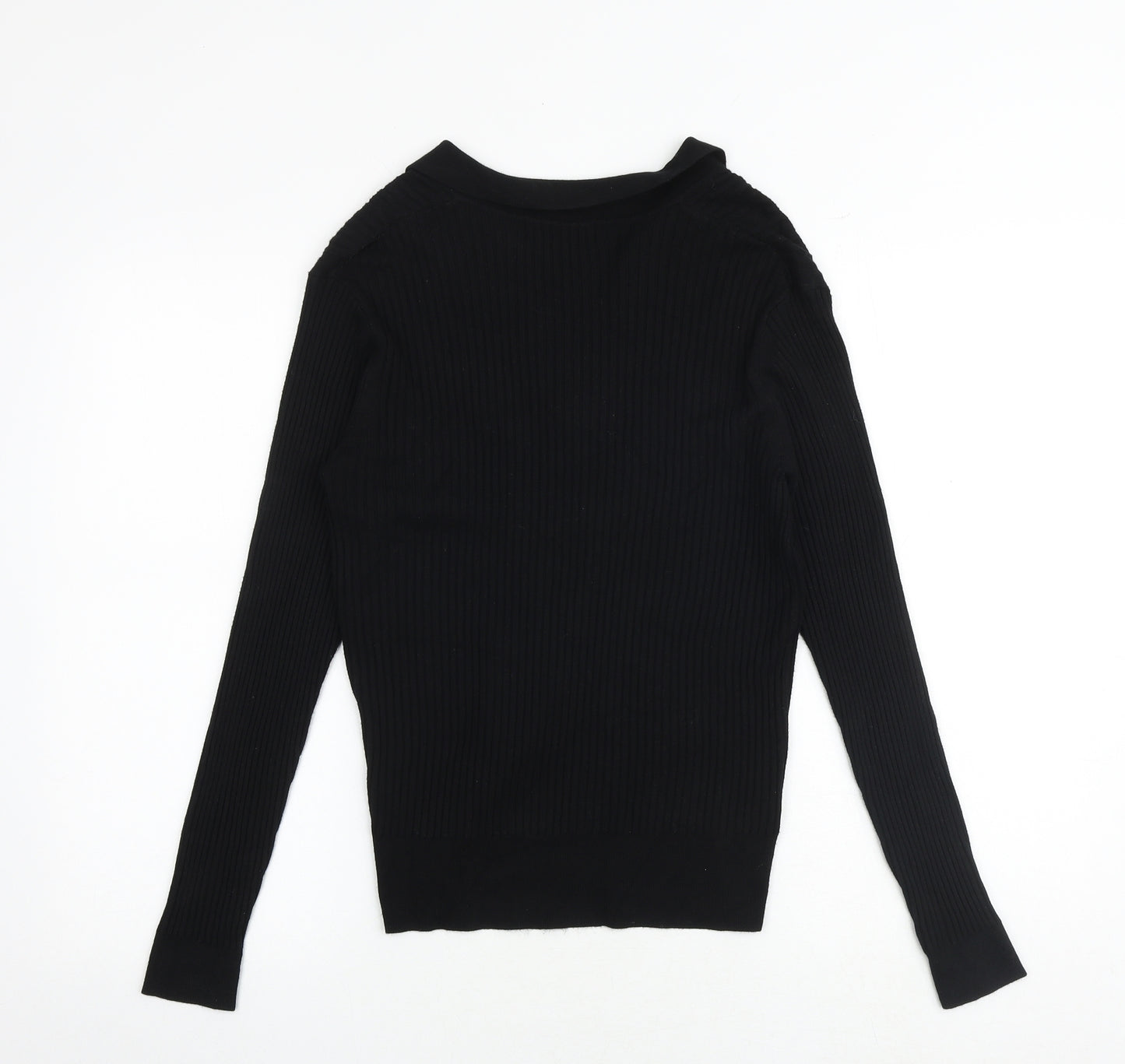 Marks and Spencer Womens Black Collared Viscose Pullover Jumper Size 12