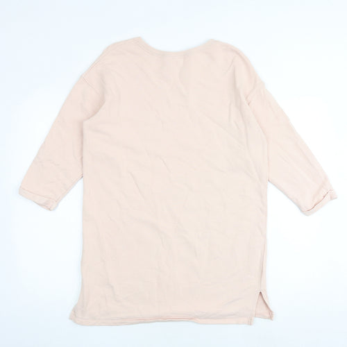 H&M Womens Pink Cotton Jumper Dress Size S Round Neck Pullover