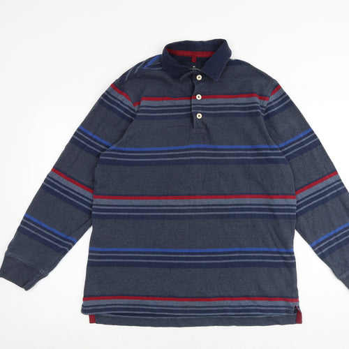 Blue Harbour Mens Multicoloured Striped Cotton Pullover Sweatshirt Size L