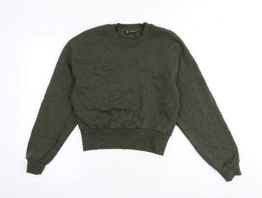 Zara Womens Green Polyester Pullover Sweatshirt Size M Pullover