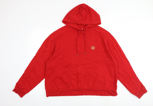 River Island Mens Red Cotton Pullover Hoodie Size L