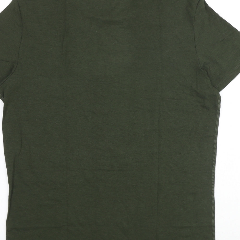 Marks and Spencer Mens Green Acrylic T-Shirt Size M Round Neck