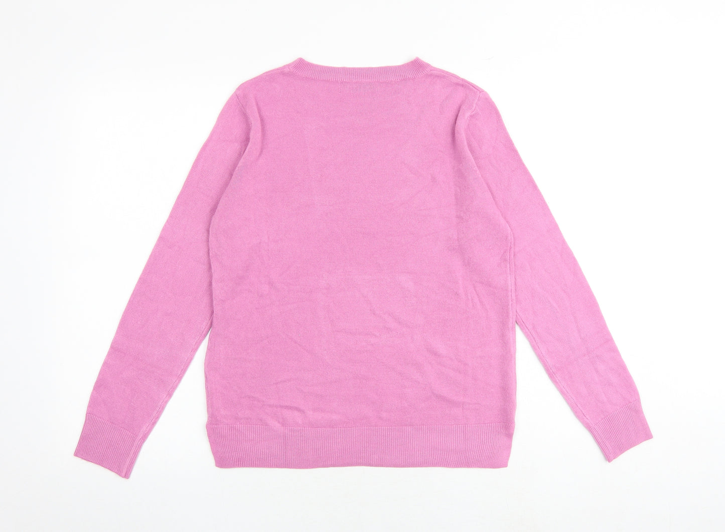 Marks and Spencer Womens Pink Round Neck Acrylic Pullover Jumper Size 12