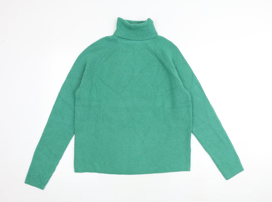 Marks and Spencer Womens Green Roll Neck Viscose Pullover Jumper Size M