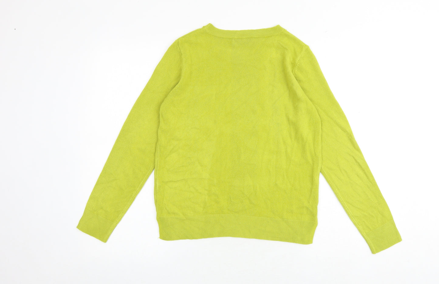 Marks and Spencer Womens Green Round Neck Acrylic Pullover Jumper Size 10